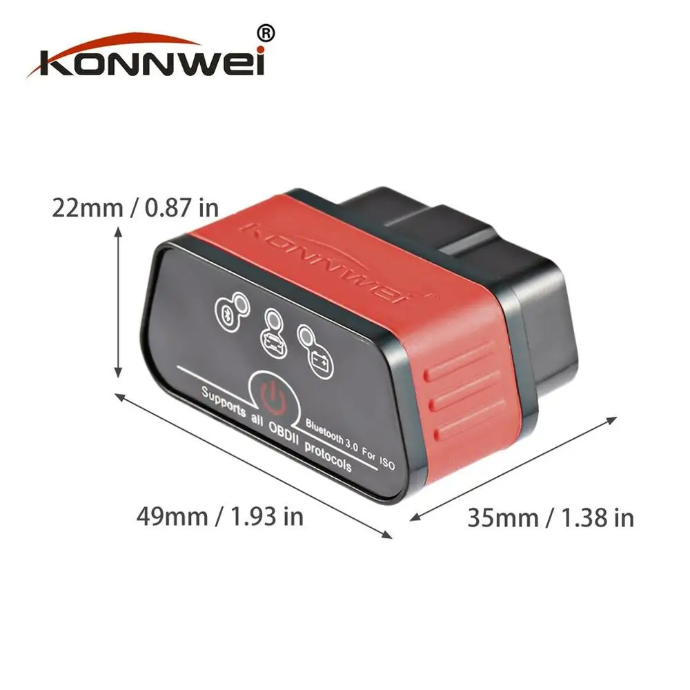 red Konnwei KW903 ELM327 Bluetooth ODB2 автомобильный диагностический сканер детектор инструмент считыватель кода для Android для IOS OBDII автоматический сканер - Цвет: red