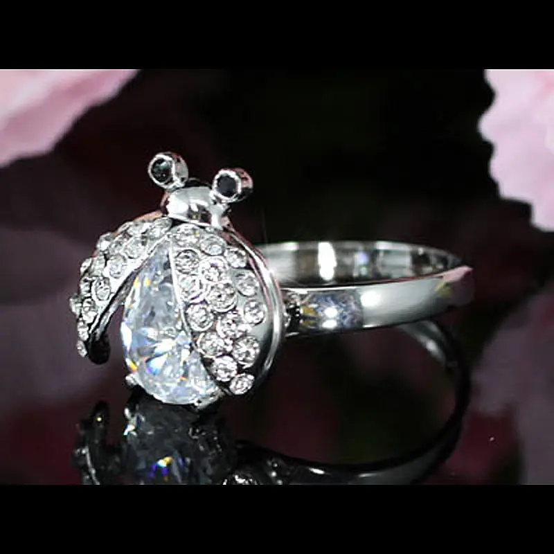 Павлин звезда 2 Чистый карат белый шампань розовый синий Божья коровка кольцо