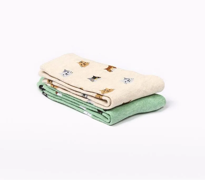 OLN 36 46 хлопковые носки для женщин милые с животными корейские котом Chaussette Femme 5 пар