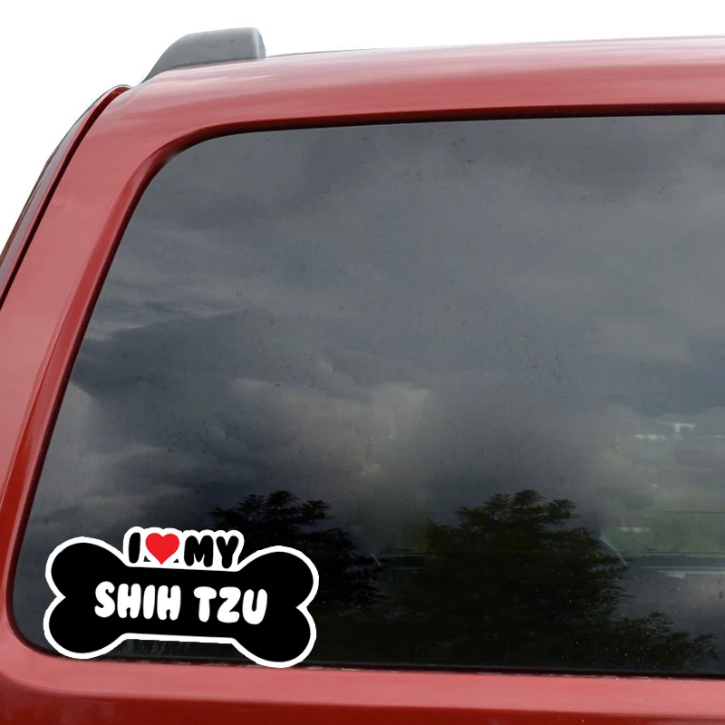 YJZT 15*7 1 см I Heart My Shih Tzu Dog Bone ПВХ автомобильный бампер наклейки для автомобиля на
