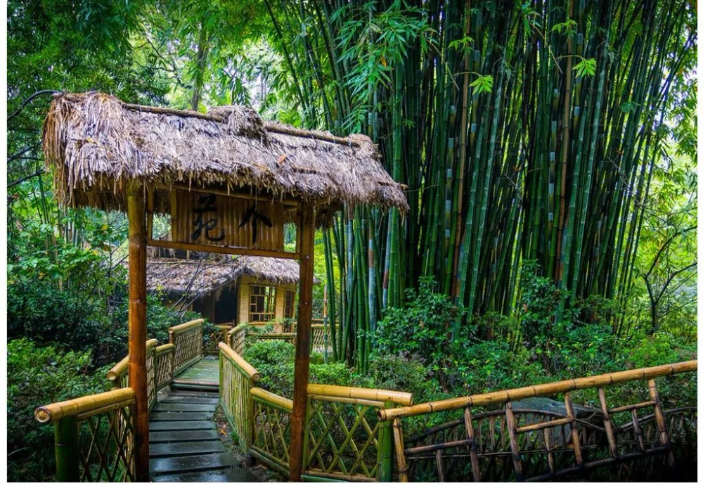 На заказ 3D настенная бумага зеленый бамбуковый павильон ТВ фон домашний Декор