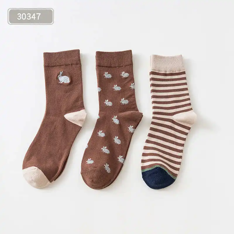 3034711001 3 Pairs/Lot Caramella Men's Socks Cotton Crew Socks Mid-Calf Length Jacquard Embroidery Animal Pattern - Цвет: 3034711001
