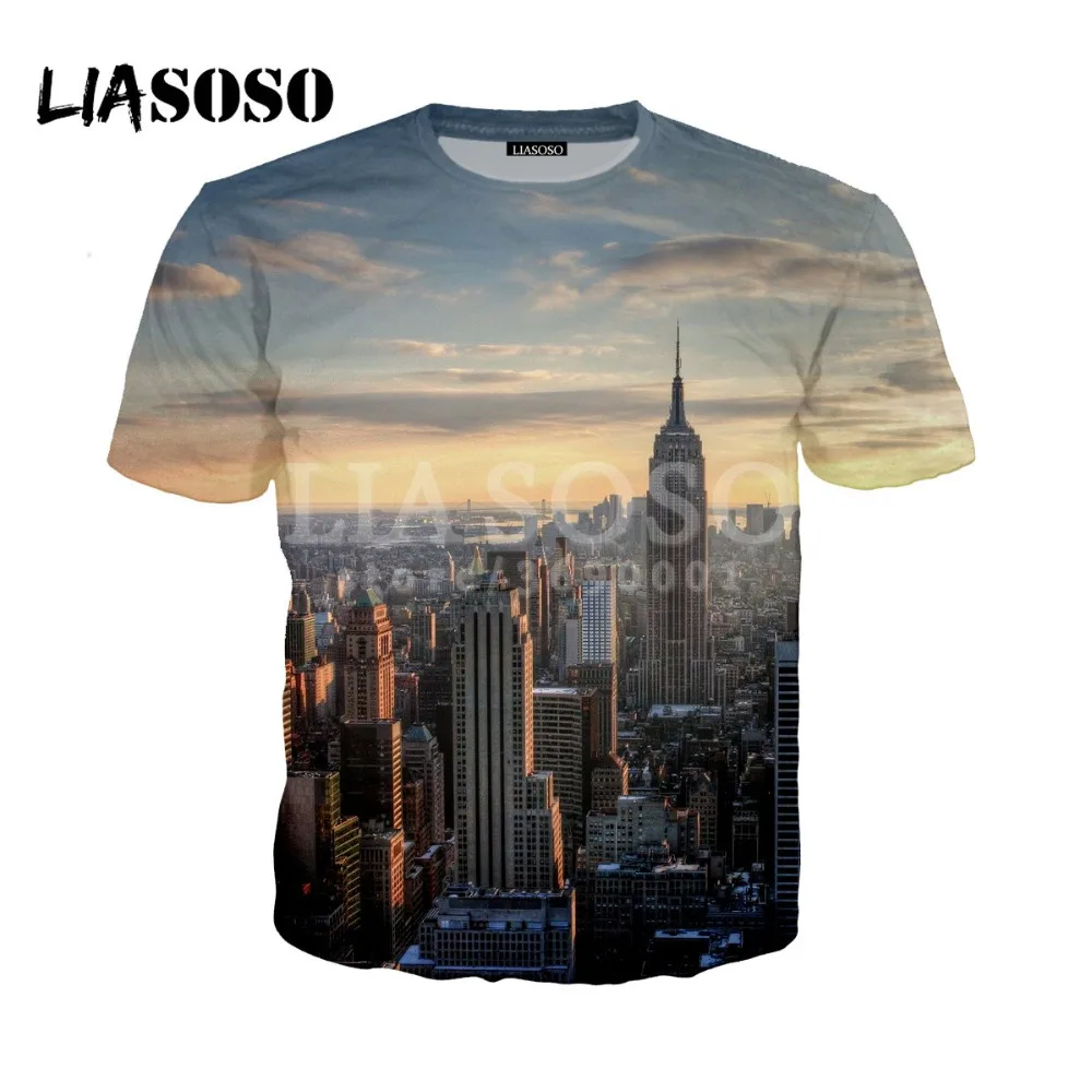 LIASOSO новинка 3D принт для женщин и мужчин Нью Йорк One World Trade Center футболка летняя хип