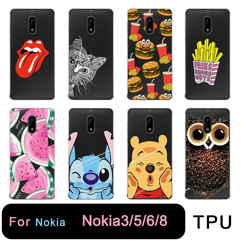Мягкий прозрачный чехол из ТПУ для nokia 3 5 6 8 с Минни милым Микки фруктовым животным