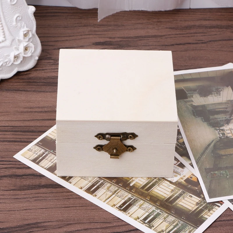 Квадратный ящик для хранения ювелирных изделий из натурального дерева базовая