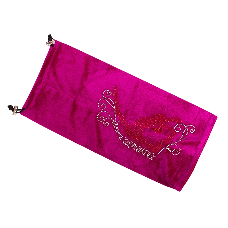 red purple Ритмическая палочка гимнастическая сумка 24 цвета RG профессиональная защита бархатная ткань аксессуары тренажерный зал Девушка горный хрусталь - Цвет: red purple