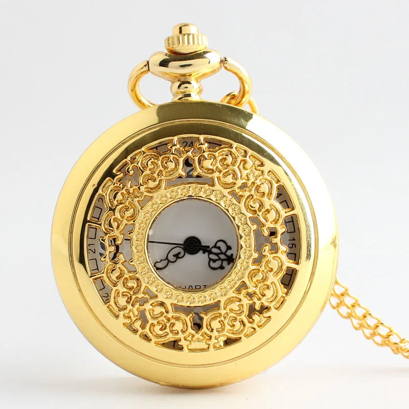 Vintage Steampunk Hollow Flower Quartz Pocket Watch Necklace Pendant Chain Clock Gifts CF1007 | Наручные часы