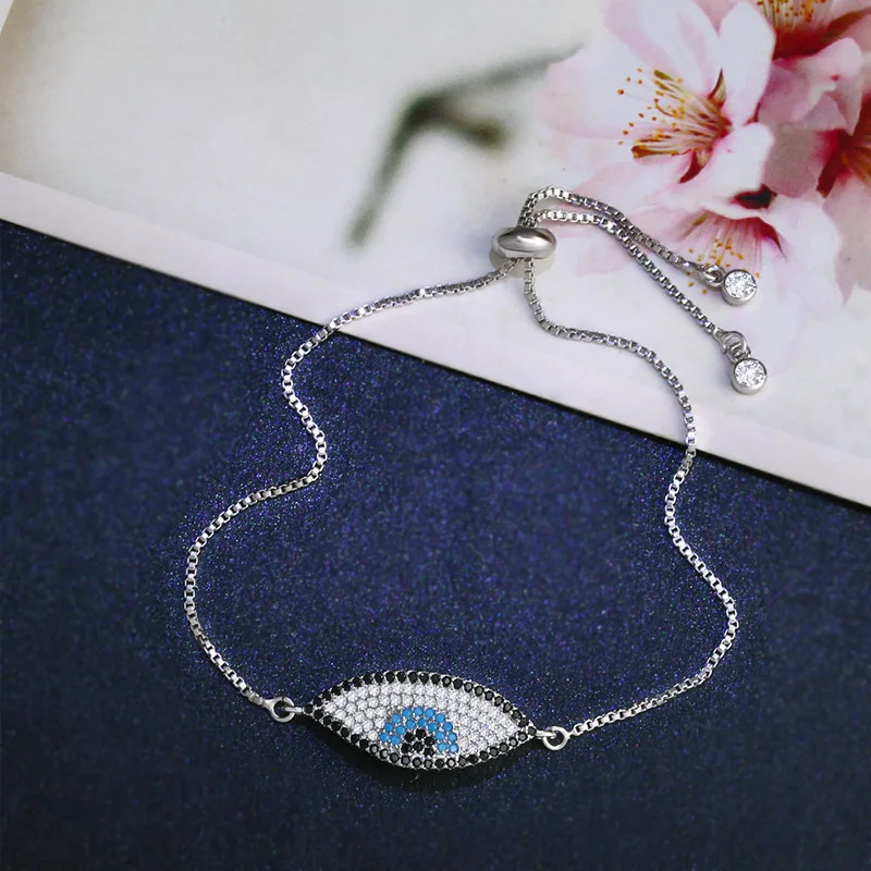 Женский браслет из фианита FLOLA Blue Turkey с цепочкой микро кубического циркония