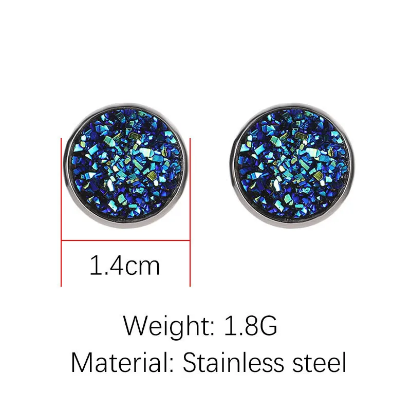 

10 Color Shiny Stud Earrigs For Women Girl Simple Geometric Round Grind Sand Starry Sky Metal Earrings Fashion Jewelry Party