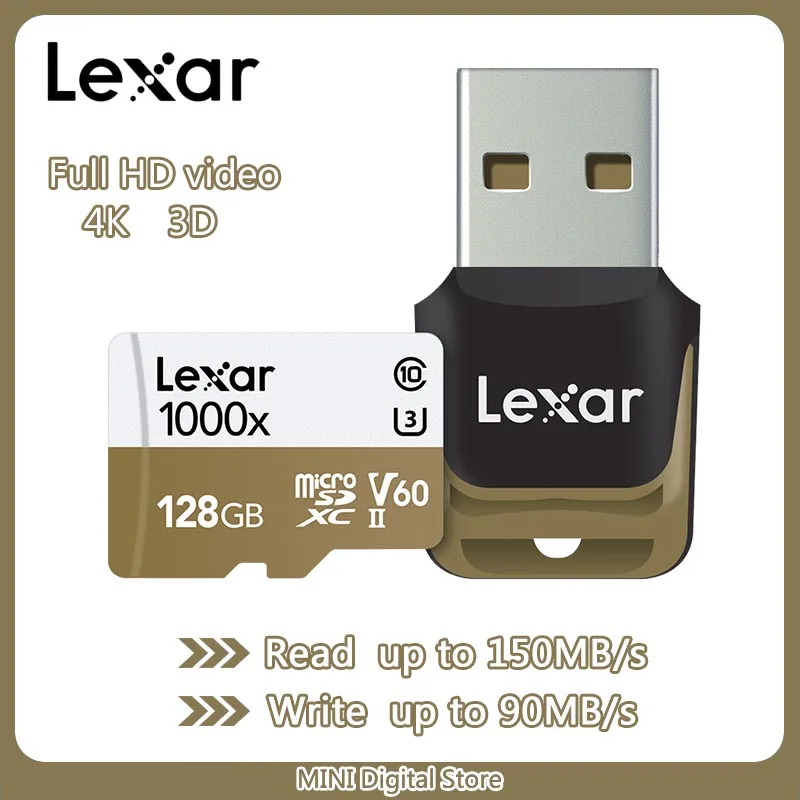 Карта памяти Lexar Micro SD Оригинальная карта 128 ГБ 16 32 U3 Max 150 МБ/с./с 64 класс 10 sd|Карты