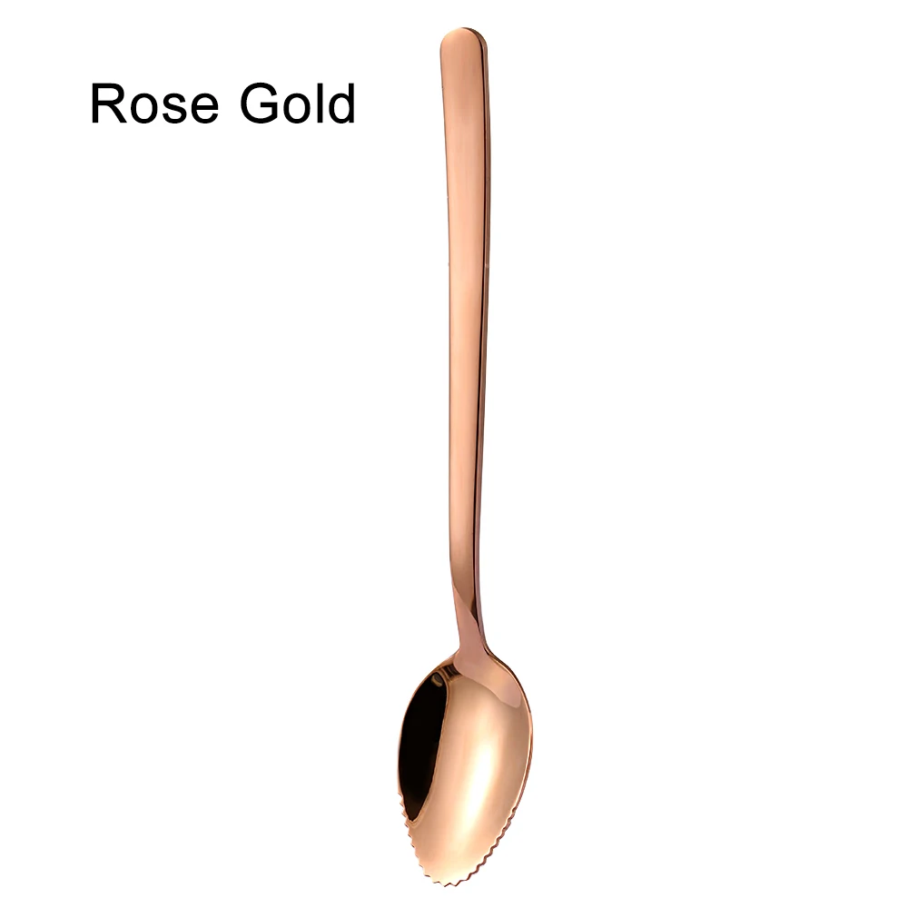 rose gold Красочная ложка из нержавеющей стали для грейпфрута зубчатая кромка десерт, Мороженое ложка посуда кухонные принадлежности кофейные чайные ложки - Цвет: rose gold