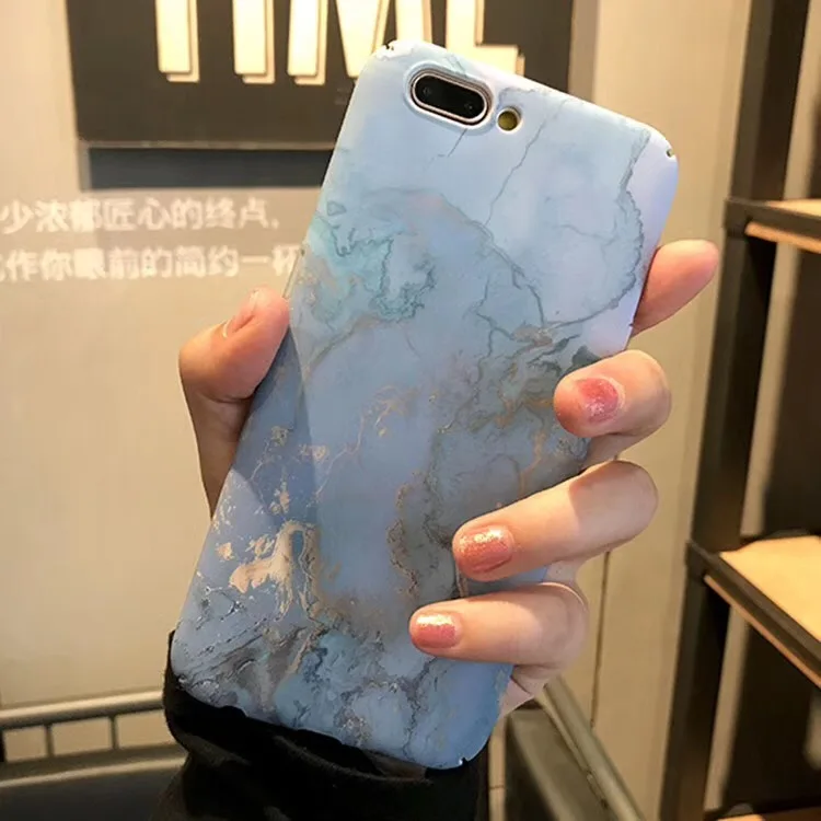 Fashion Design Pink Blue White Marble Patterned Hard Plastic Phone Case for IPhone 6 6s Plus 7 8 X Bag |