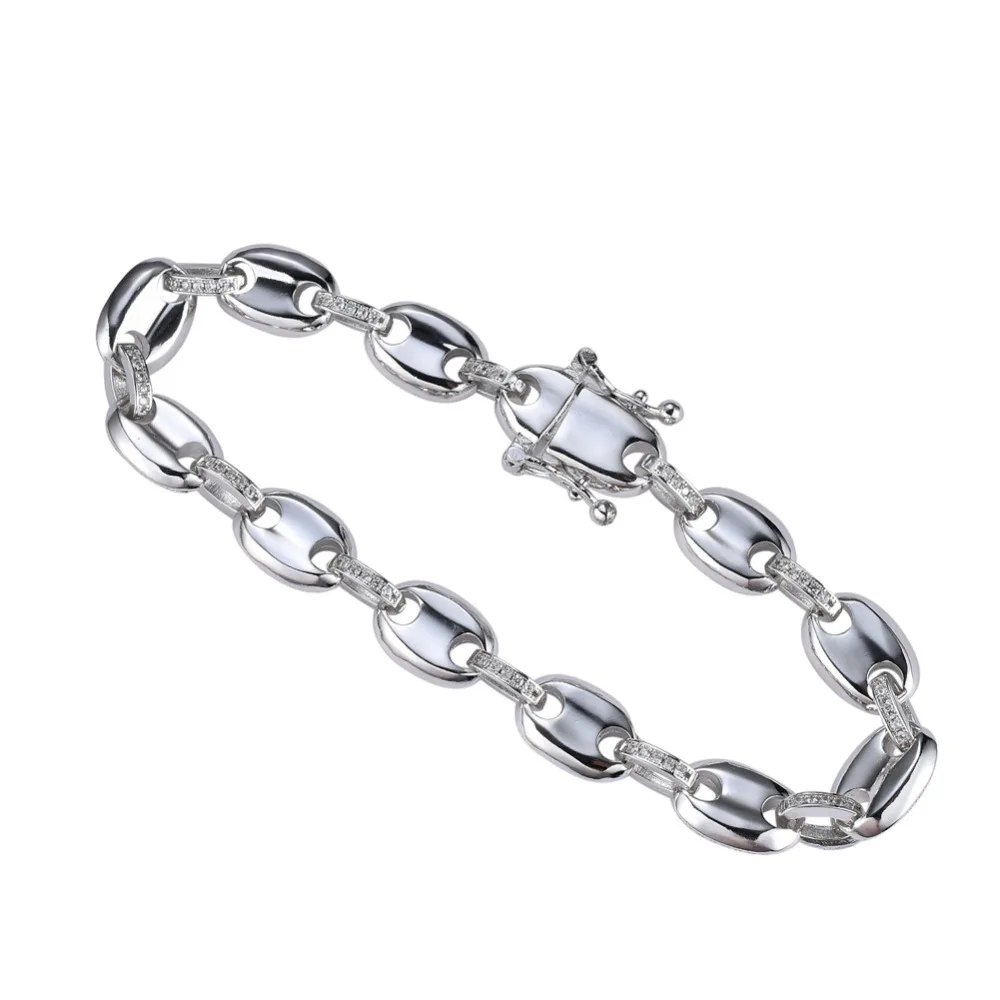 Мужской хип-хоп iced out кофе bean браслет мозаика установка циркон 7-8 дюймов Размер браслеты модные очаровательные мужские ювелирные изделия Хип-хоп подарки