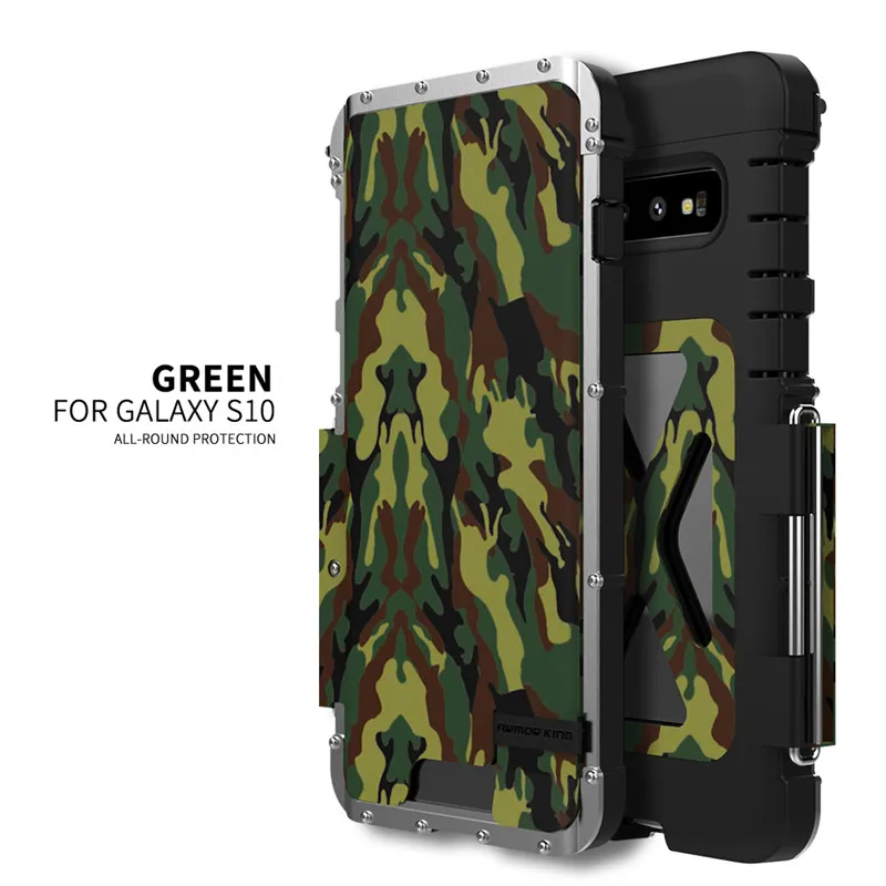 Защитный флип-чехол кожаный чехол с подставкой для samsung Galaxy S10 S8 S9 S10 Plus Note 8 9 чехол s Алюминиевый металлический противоударный чехол - Цвет: green