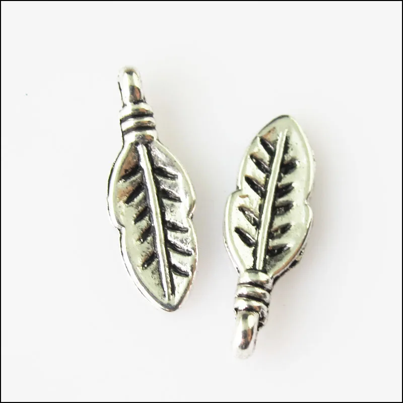 Новый 70 шт. Тибетский Серебристый Цвет Крошечный листьев Подвески 6x17mm|Шармы| |