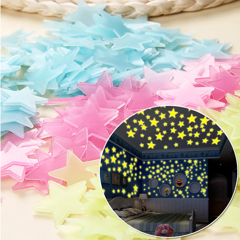 100 шт. декоративные наклейки на стену в виде звезд|wall sticker|star stickersstickers fluorescent |