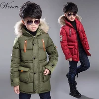 winter jacket for boy fur hooded children thicken warm down cotton coats teens boys long parkas kids autumn outerwear clothes