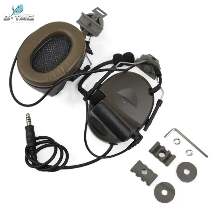 Comtac ii headset FG Z-TAC Peltor авиационная тактическая гарнитура Peltor Comtac ii наушники для охоты с адаптером быстрого шлем тактическая гарнитура Z031 - Цвет: Comtac ii headset FG