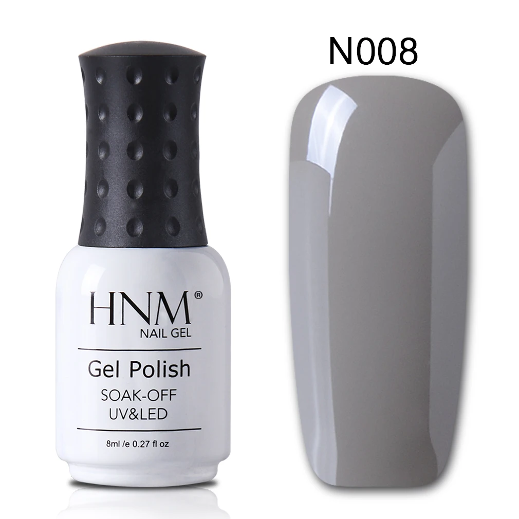 gray 008 HNM 8 мл Гель-лак для ногтей Чистый Розовый Цвет замачиваемый УФ светодиодный лак для нейл-арта Полупостоянный Гибридный Гель-лак базовое верхнее покрытие - Цвет: gray 008