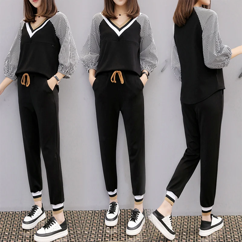 

Maternity sportswear 2018 New fashion v-neck Postpartum women trousers 2 piece Tide Lactation clothes Nursing Wear suits