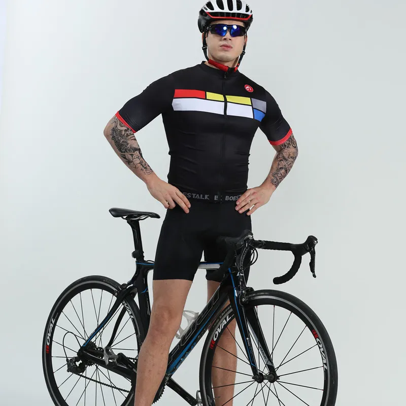 

BOESTALK high quality cycling set 2022 summer men black jersey+bib shorts uniforme ciclismo bicycle clothing ciclismo ropa MTB