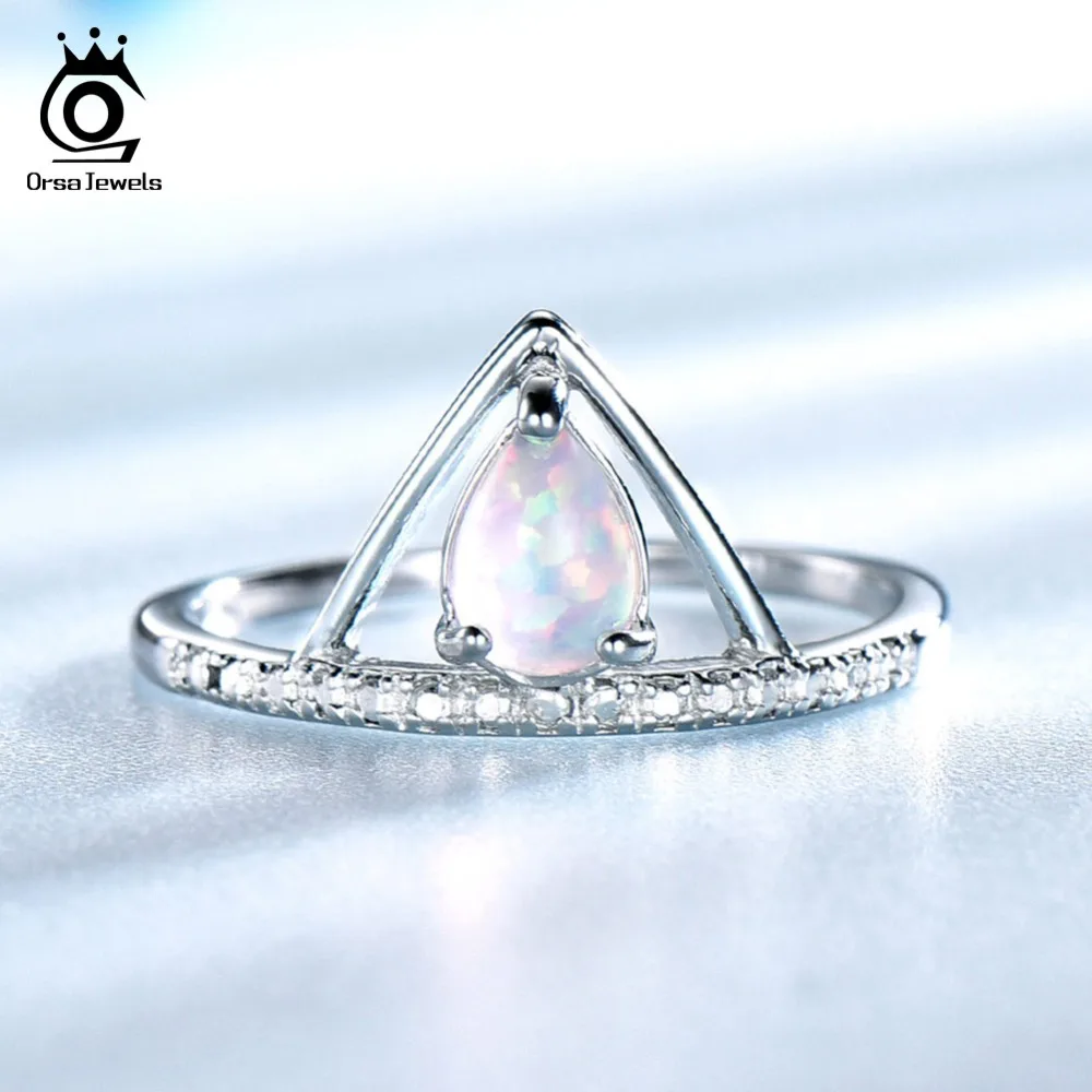 ORSA JEWELS, 925 пробы, серебряные женские кольца, треугольная форма, регулируемое цветное кольцо с опалом, женское ювелирное изделие, подарок VSR12