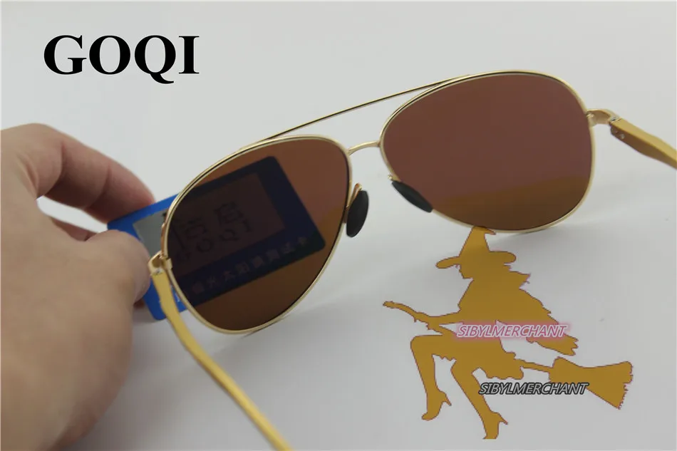 GOQI стиль мужские Gafas, оправа из металлического сплава поляризационные винтажные овальные очки, дикое покрытие цветные мужские солнцезащитные очки