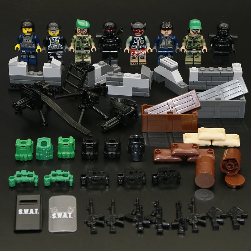 Military Building Blocks Set German Soviet Army WW2 Soldier Weapon Special Force CS SWAT Team Guns Toy Figures Accesories Bricks