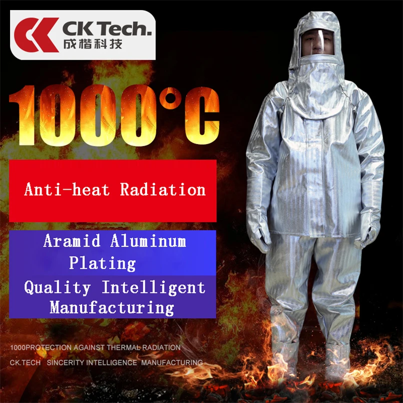 CK Tech. Алюминий Фольга огонь охраняемых одежда с защитой от ожогов Термальность изоляционная одежда огнеупорные 1000 градусов теплоизоляция