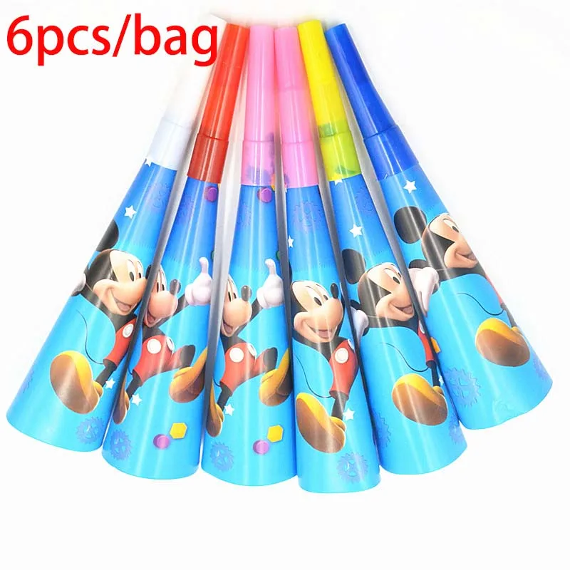 noisemaker 6pcs Декоративные вилки Микки Маус на день рождения, ложки, ножи, чашки, тарелки, баннеры, шляпы, соломинки, вечерние принадлежности, набор украшений - Цвет: noisemaker 6pcs