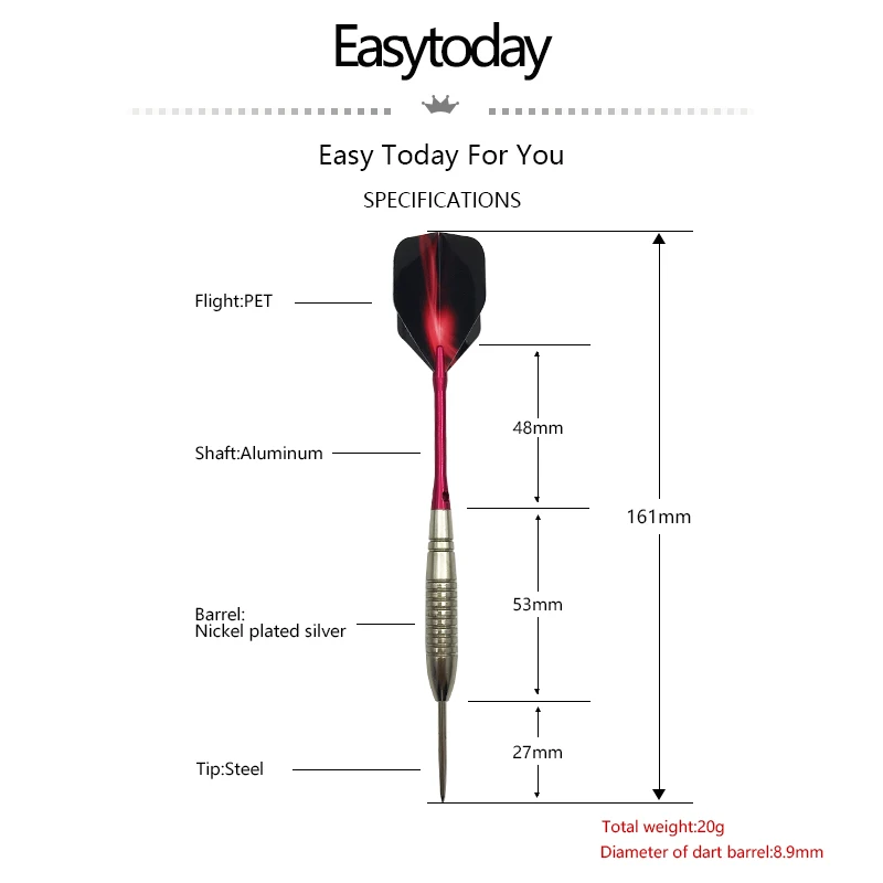 Easytoday 3 шт./компл. Стандартный стальной наконечник Дартс набор Профессиональный