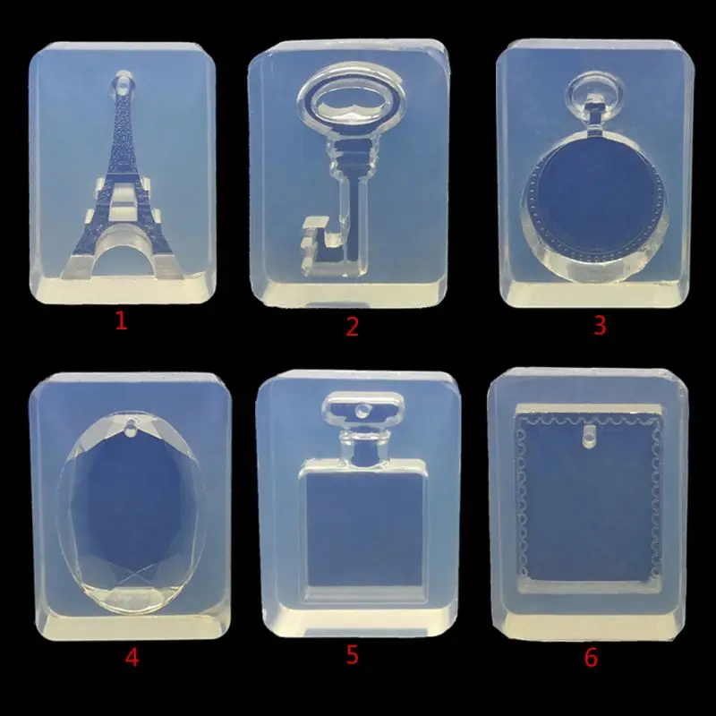 

6 styles 1pc Eiffel Tower Key Bottle Shape Pendant Silicone Mold Resin Jewelry Making Tools