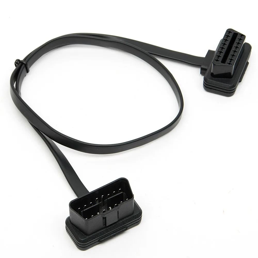 Плоский тонкий как лапша OBDII OBD2 16Pin ELM327 мужчин и женщин Локоть удлинитель OBD 2 авто