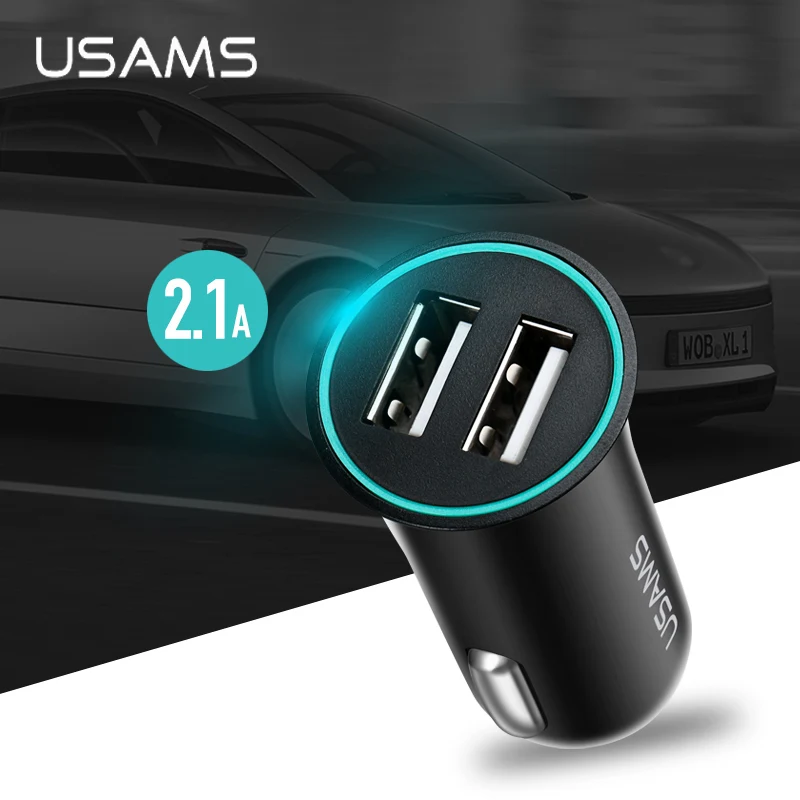 USAMS автомобильное зарядное устройство Макс 2.1A USB для мобильный телефон адаптер