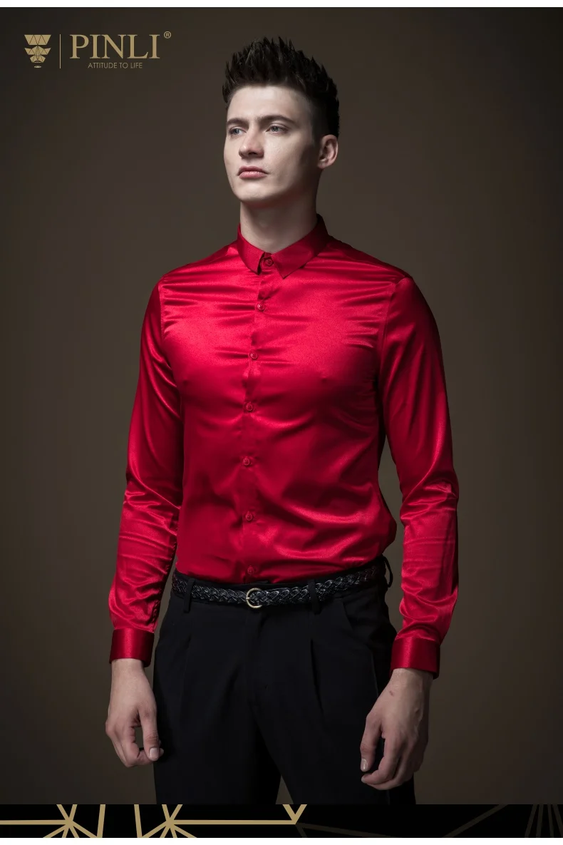 Полный Camisa Social реальные Blusas Pinli Pin Новинка осени Для мужчин рубашка Однотонная одежда самостоятельного ремонта воротник Длинные рукава B183113503
