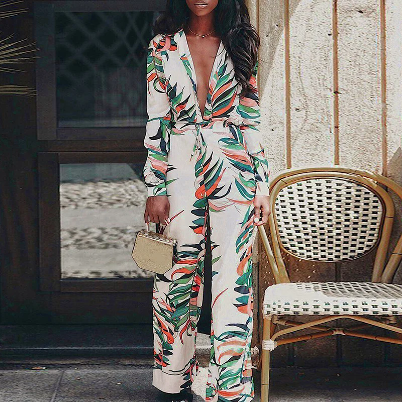 Женский Летний комбинезон для отдыха с глубоким v-образным вырезом повседневный