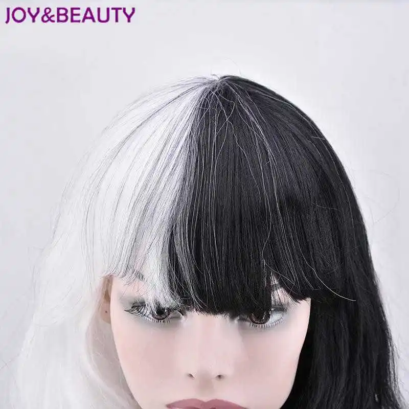 JOY & BEAUTY 70 см половина белого и черного цвета на плоской подошве удары термостойкость длинные волнистые