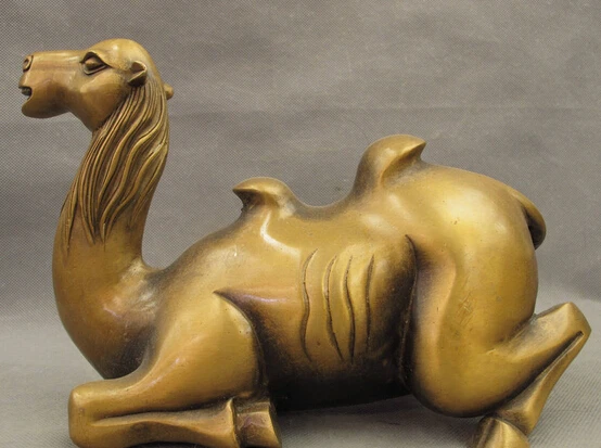 Оптовая фабрика 10-дюймовая фольклорная китайская бронзовая декорация статуэтки лежащих верблюда и ламы Бактрийской пустыни со скидкой 25%.