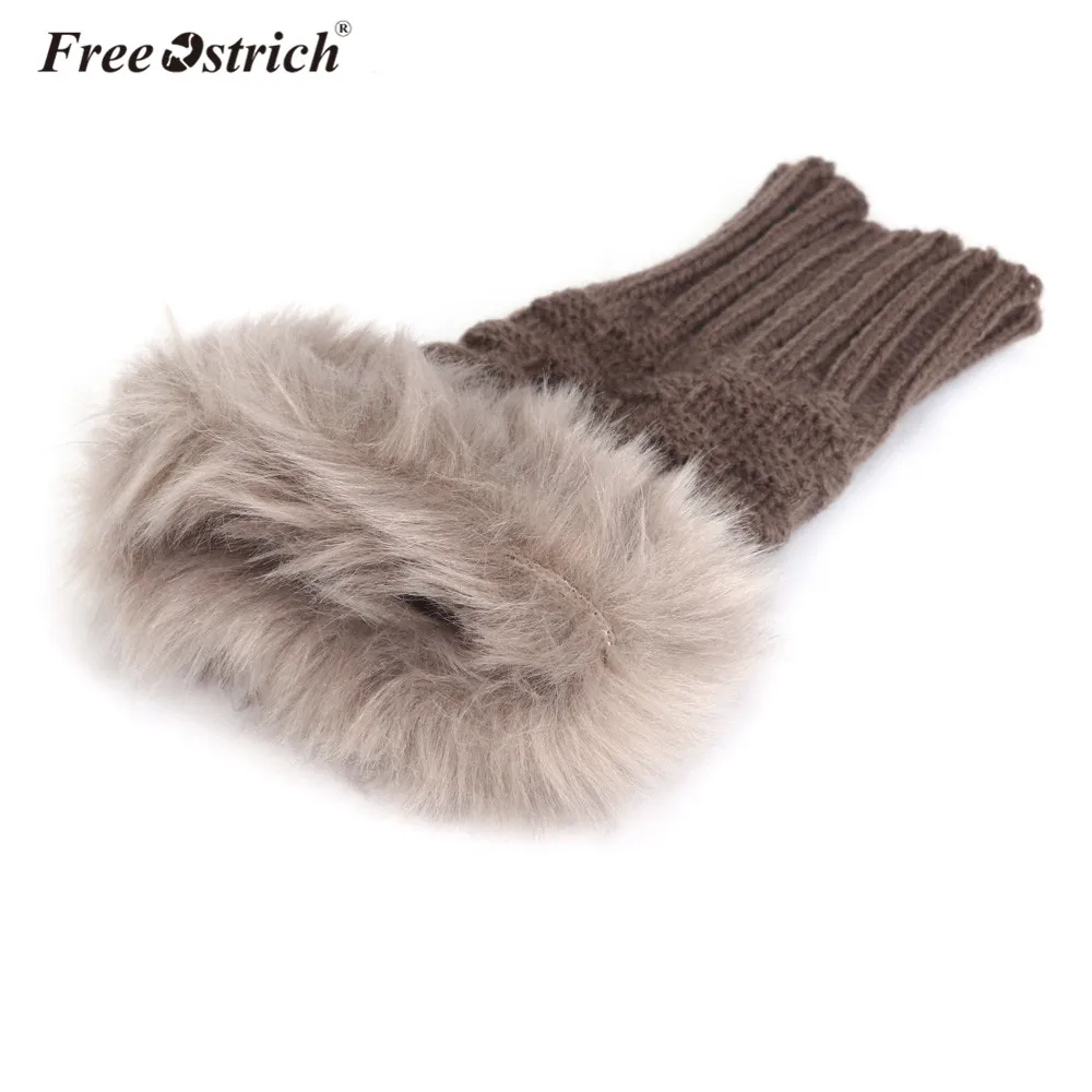 Перчатки Free Ostrich Для женщин зимние Обувь на теплом меху Перчатки Варежки Ганц Femme Девушка наручные с открытыми пальцами обувь на платформе из искусственного кроличьего A3120