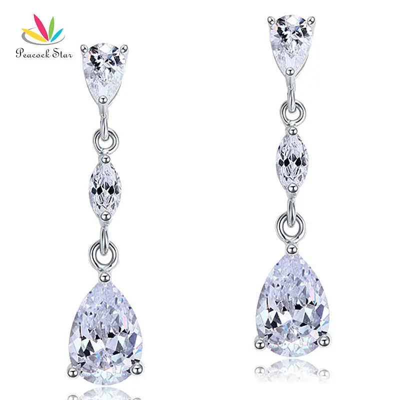 Павлин звезды Свадебные 4 карат груша с болтающимися частями стерлингового