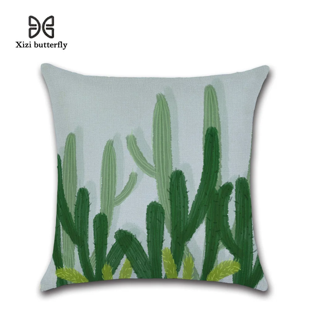 1 Pcs Green Plant Tropical Cactus Pillow Case Cotton Linen Cushion Cover Throw Pillowcase Seat/Car/Chair/Office Sofa Home Decor | Дом и сад