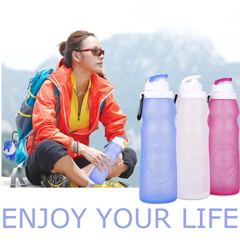 

BPA Free 500ml Eco-Friendly Silicone Travel Sport Flexible Collapsible Water Bottles Foldable Direct Drinkware Bottle