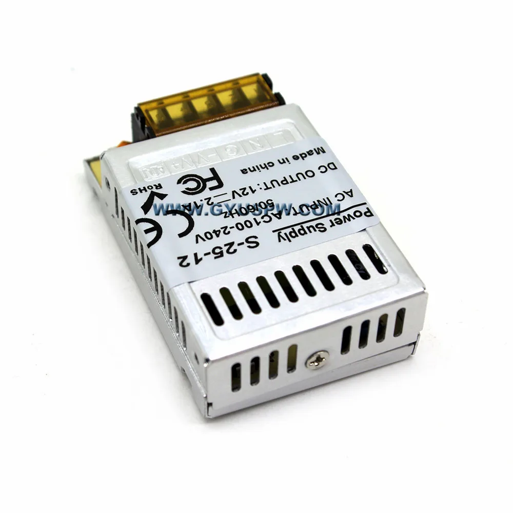 Ультра-тонкий DC12V 2.1A 25 Вт импульсный источник питания Драйвер для светодиодный
