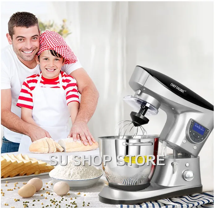CHEFTRONIC 4 в 1 Многофункциональный кухонный миксер SM-1088, 1000 Вт 7.4QT точный нагрев из нержавеющей миски с мясорубкой B