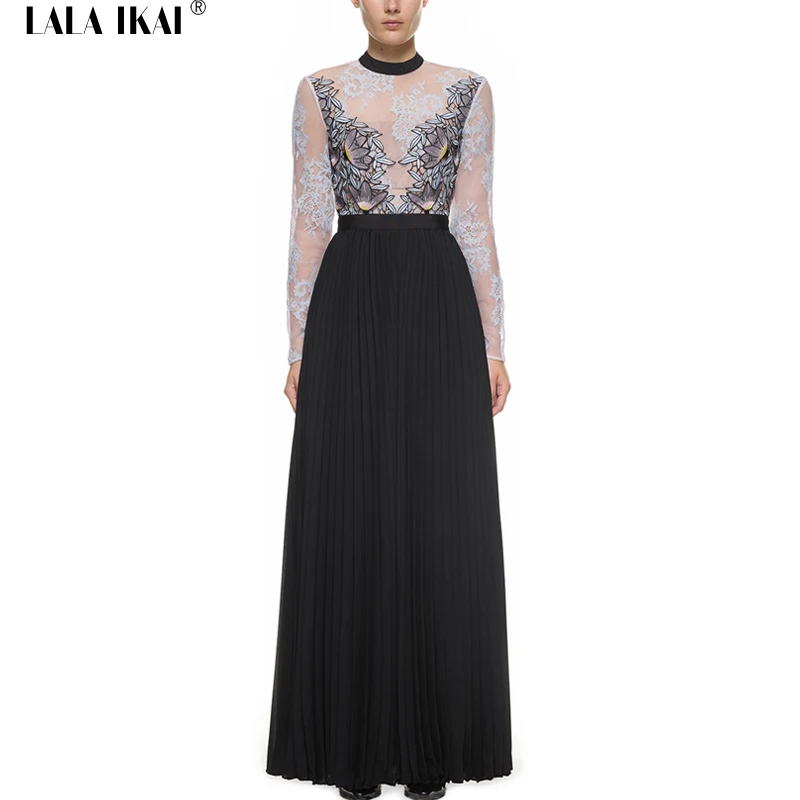 Шикарный Мони Кружево плиссированное платье Для женщин sef портрет соединений