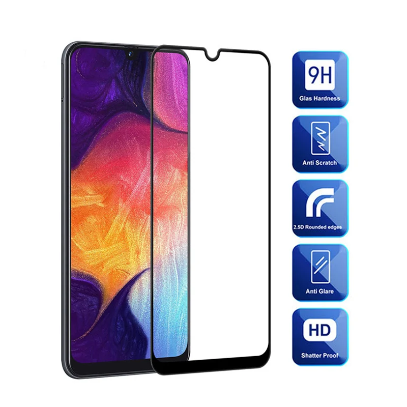 Закаленное стекло 9H для Samsung Galaxy A50 A30 A40 a 50 Защитное экрана A70 A80 A90 A20 A10 M30 M20