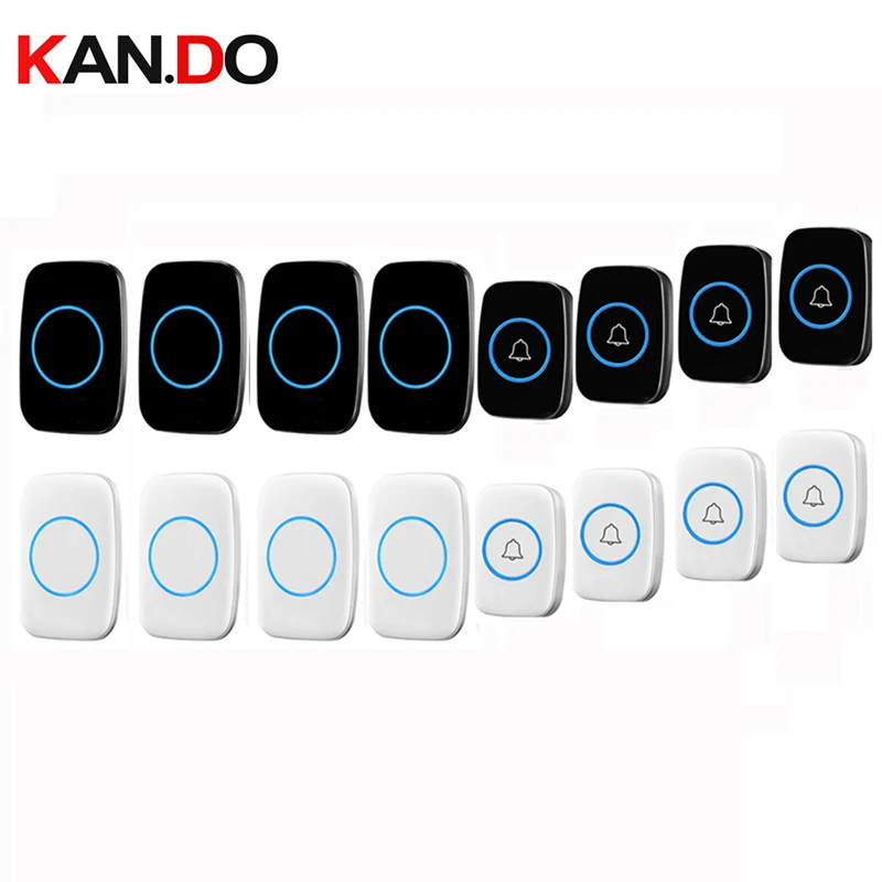4 Push 4 Receivers Door Bell Sets Wireless Doorbell By 110-220V Cordless Ring Chime for Villa House Long Range Remote Button