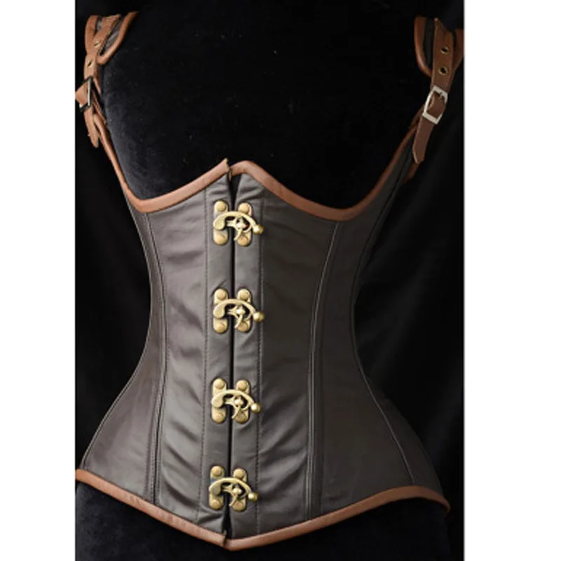 Подгрудное бюстье и корсеты Grand Steampunk кожаная застежка корсет топ с стринги
