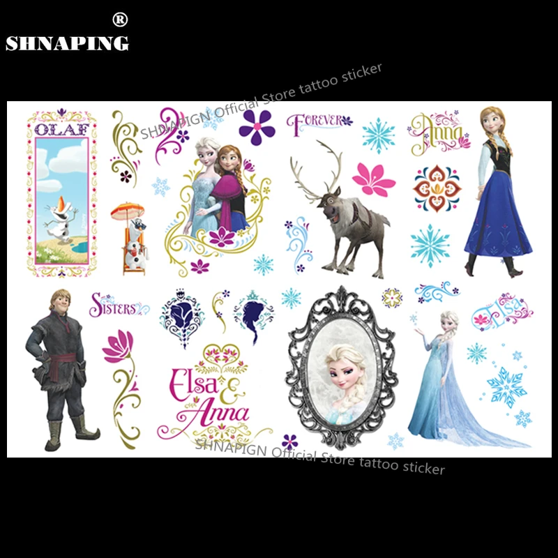 SHNAPIGN ледяная принцесса Детская временная татуировка боди арт флеш наклейки 17*10