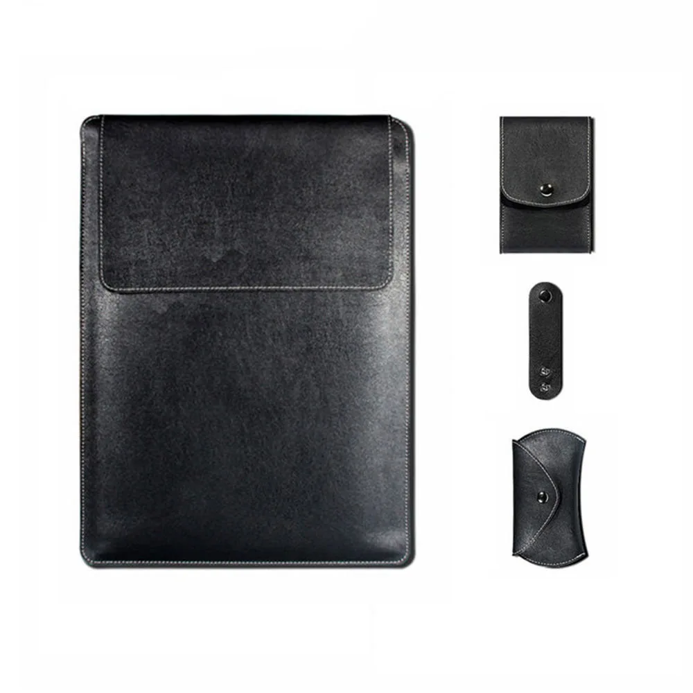 black Чехол для ноутбука Macbook 13 11 Pro 15 дюймов, чехол для ноутбука, кожаный чехол для ноутбука Macbook Air 13 retina 12 - Цвет: black
